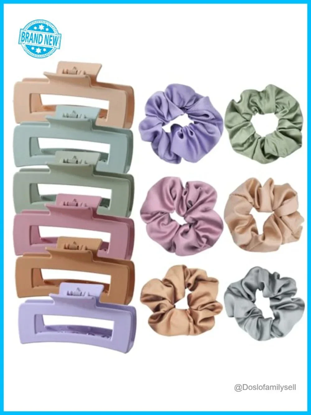 12 PCS Satin Scrunchies & Hair Clips Set - No Damage Claw Clips for Women